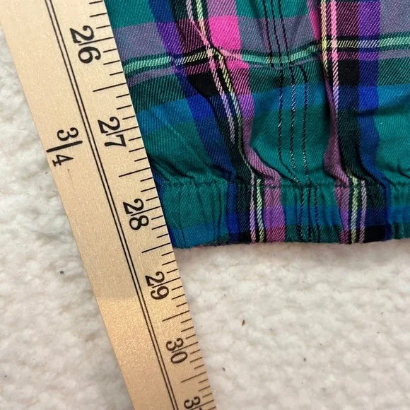 Victoria's Secret Pajama Pants Womens S Teal Pink Plaid Lurex Jogger Sleepwear - Picture 3 of 9